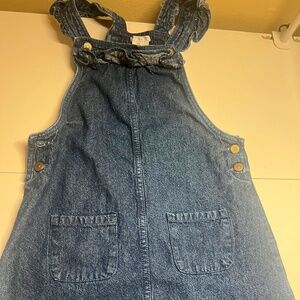 Dark blue overall jean dress, size 8.brand Max Studio.